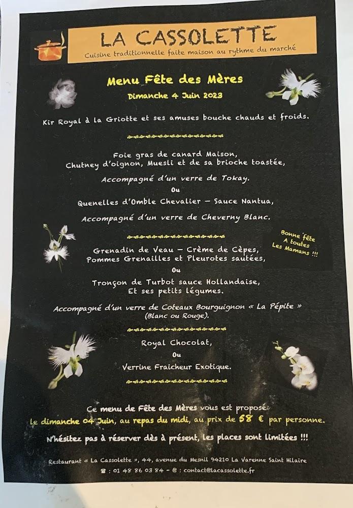 Restaurant La Cassolette - Menu Image 1